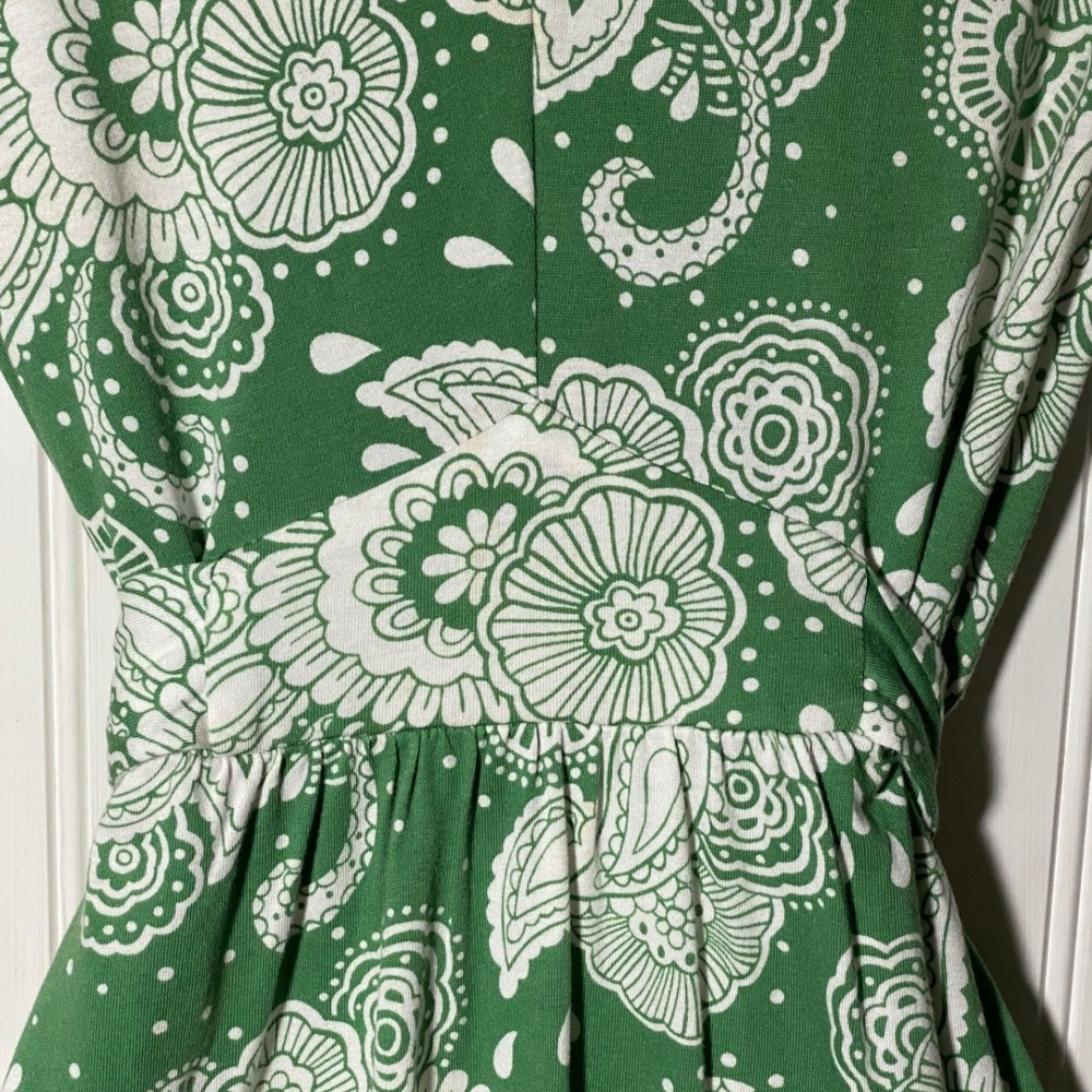 BODEN Quiet Luxury Green Paisley Trumpet Sleeve Tie Waist Midi Dress Soft Girl - Picture 7 of 14